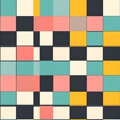 Colorful Checkerboard Pattern with Harmonious Geometric Design