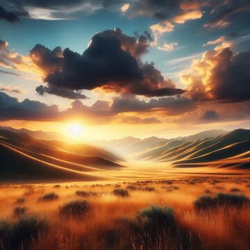 98 Steppe A vast treeless grassland with rolling hills often fou