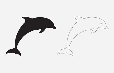 Dolphin Silhouette Vector Illustration Isolated on white background