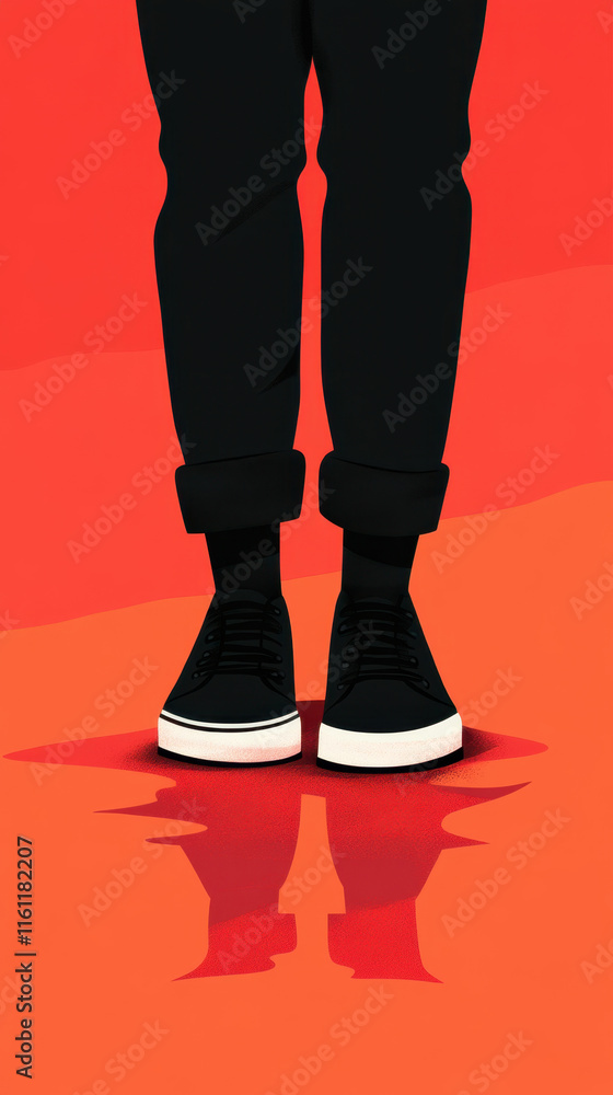 Poster narcissistic, a person gazes at their reflection in a shiny surface, capturing a moment of introspec