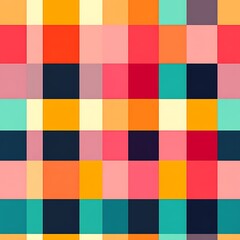 Playful and Vibrant Checker Pattern with Colorful Contrast Elements