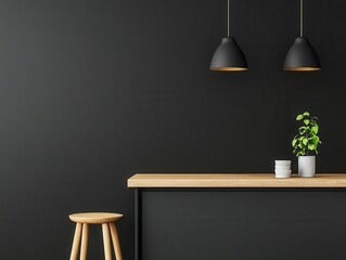 Monochromatic kitchen with industrialstyle minimalist design, bold modernity, practical living