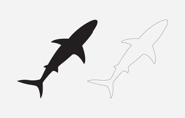 Shark Silhouette Vector Illustration Isolated on white background
