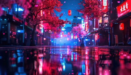 Obraz premium kyoto neon light background