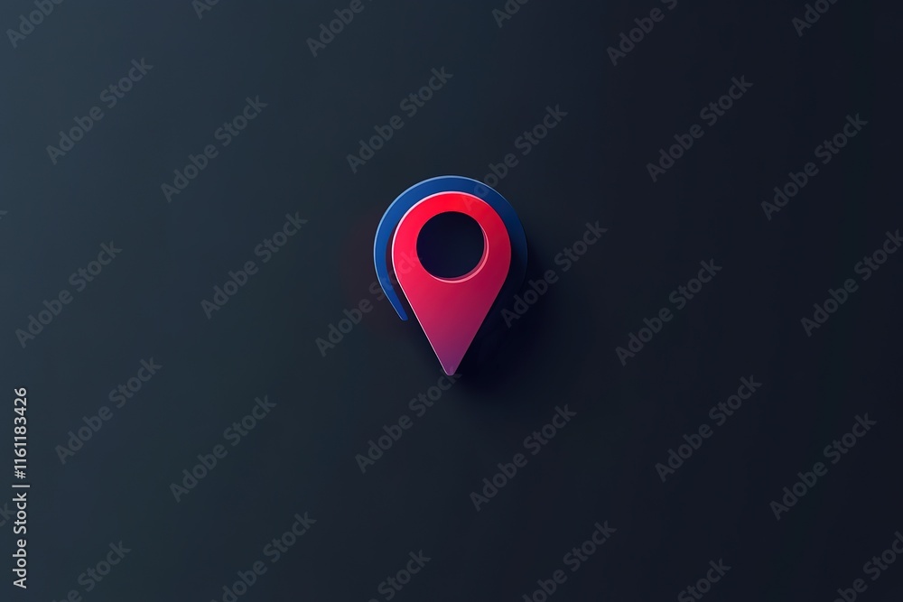 Aufkleber red and blue location marker icon on dark background. modern minimalist design. perfect for navigati