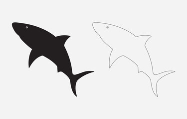 Shark Silhouette Vector Illustration Isolated on white background