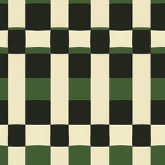 Fototapeta premium Symmetrical Checkerboard Design in Green and Cream Alternating Patterns