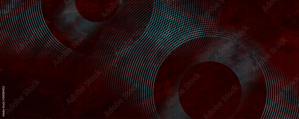 Aufkleber Geometric retro grunge abstract background with linear circles. Vector minimal concept banner design
