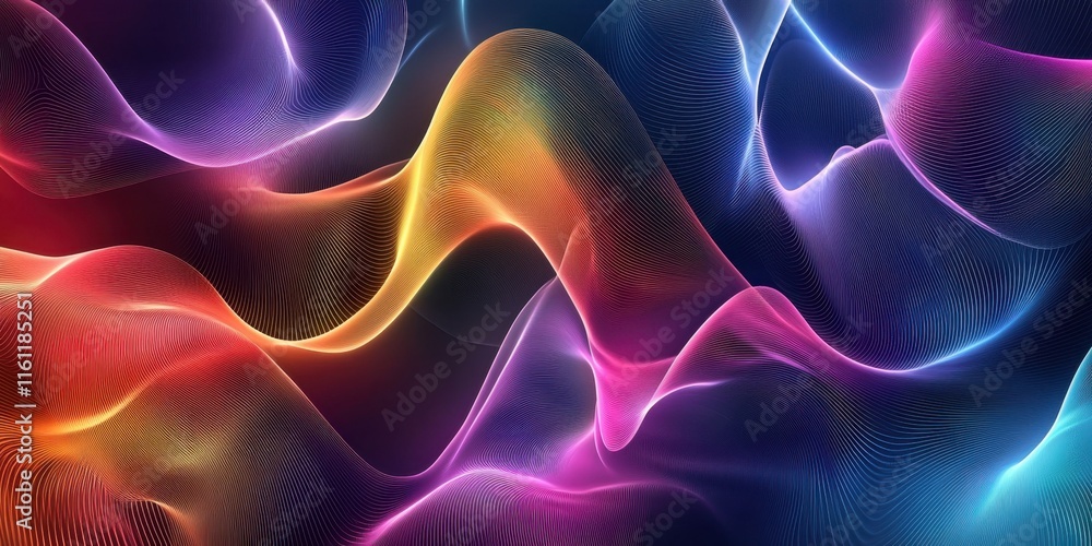 Poster dynamic curves of vibrant colors blend seamlessly, creating an energetic atmosphere with smooth tran