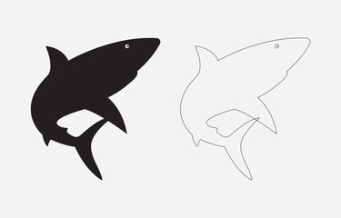 Shark Silhouette Vector Illustration Isolated on white background