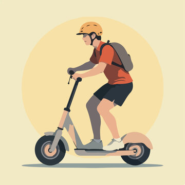 man riding scooter orange helmet clip art preview