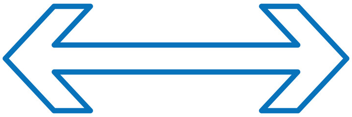 Dual outline arrow. Dual sided long straight arrow signs. Vector illustration and line art style.