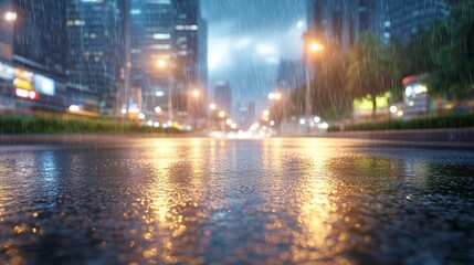 Obraz premium Rainy Night City Street