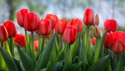 red tulips in the garden