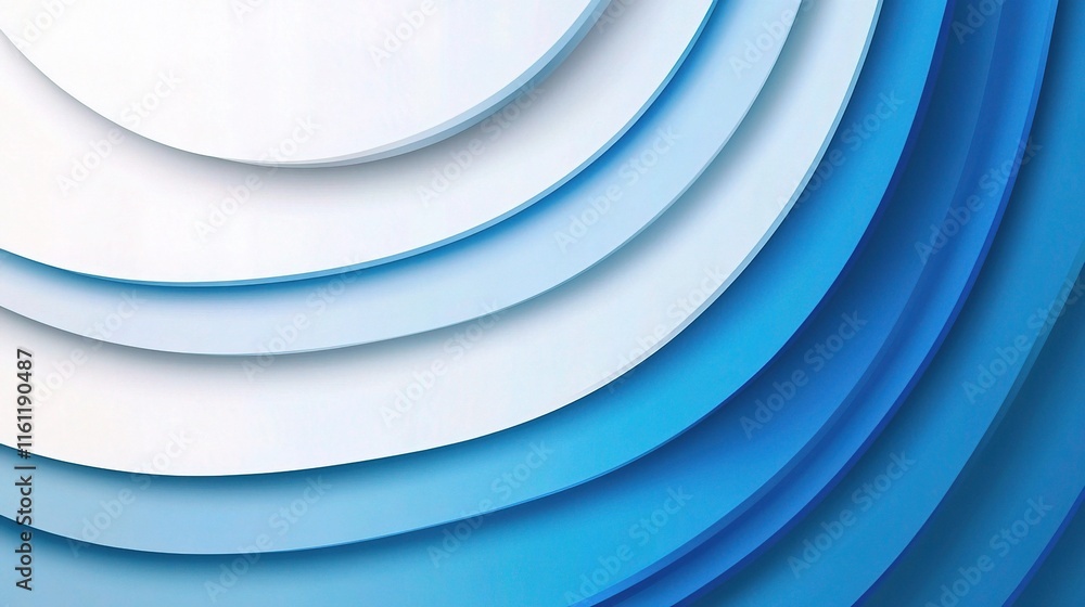 Poster curved overlapping blue gradients with soft background layers