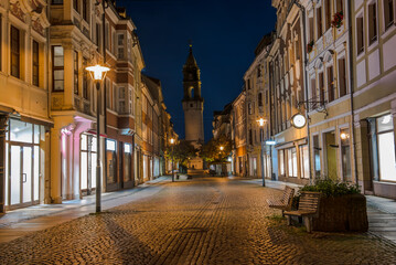 Naklejka premium Reichenstrasse in Bautzen at night