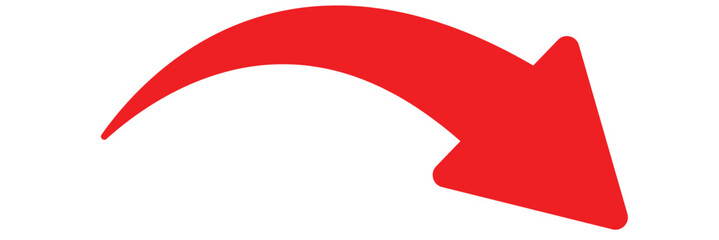 Red curve arrow icon. Red arrow icon on white background. Flat style. Arrow icon for your web site design, logo, app, UI. arrow indicated the direction symbol. Curved arrow sign.