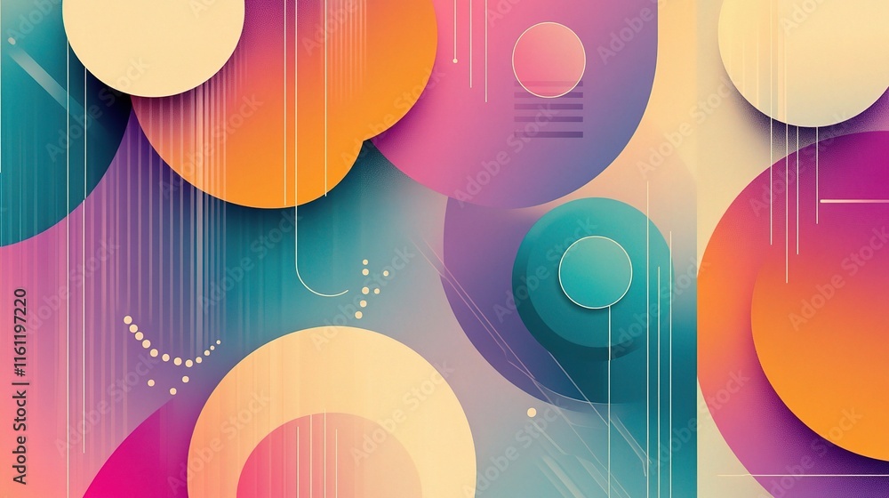 Poster abstract circular design: a vibrant and dynamic composition featuring overlapping circles in a medle