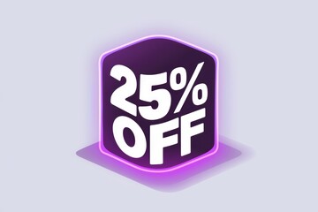 25% off sale banner with a purple glow