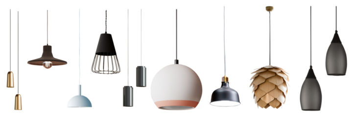 collection of lights on white background