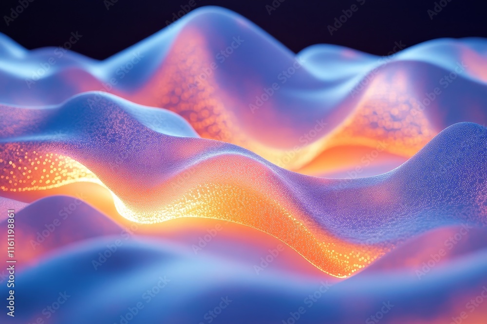 Wall mural optical waves pulse through radiant surreal cosmic landscapes., Generative AI