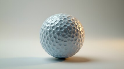 High-Contrast Glossy Golf Ball Close-Up, Studio Photography with Shallow Depth of Field and Warm Ivory Background