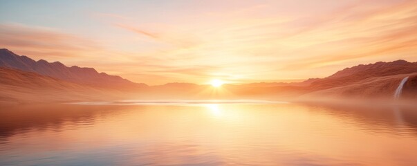 Obraz premium Serene Sunset over Mountain Lake