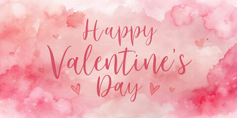 Soft Blush Pink Watercolor Wash Background with Happy Valentine's Day Greeting