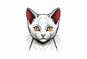 illustration of a drawn cute kitten, isolated on white background