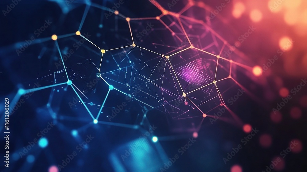 Poster vibrant abstract hexagon patterned background in technicolor design