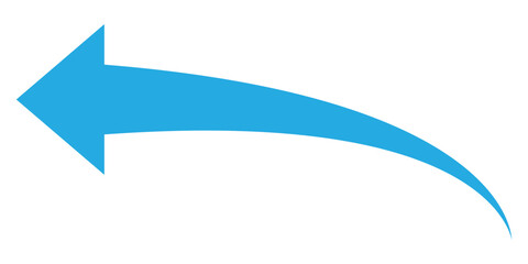 Obraz premium Blue arrow icon on white background. Flat style arrow icon for your website, design, logo, app, UI. Curved arrow sign. Vector illustration.