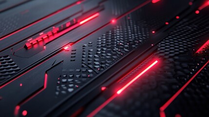 Sleek Carbon Fiber Background with High-Tech Textures and Red Highlights