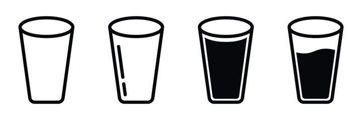 Water glass icon vector set. Water glass vector illustration isolated on a white background.