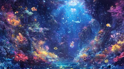 Enchanting Underwater Reef Scene With Vibrant Fish