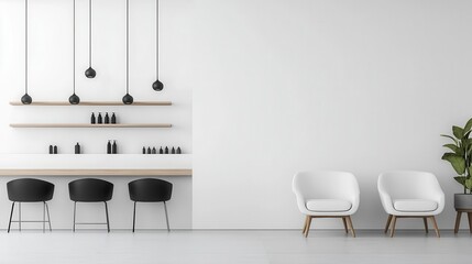 A boutique salon with minimalistic interiors and hairstylists providing expert care, modern grooming, clean luxury