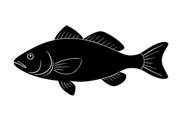  Fish icon vector isolated on white black background. food illustration sign collection. Fish icon design.