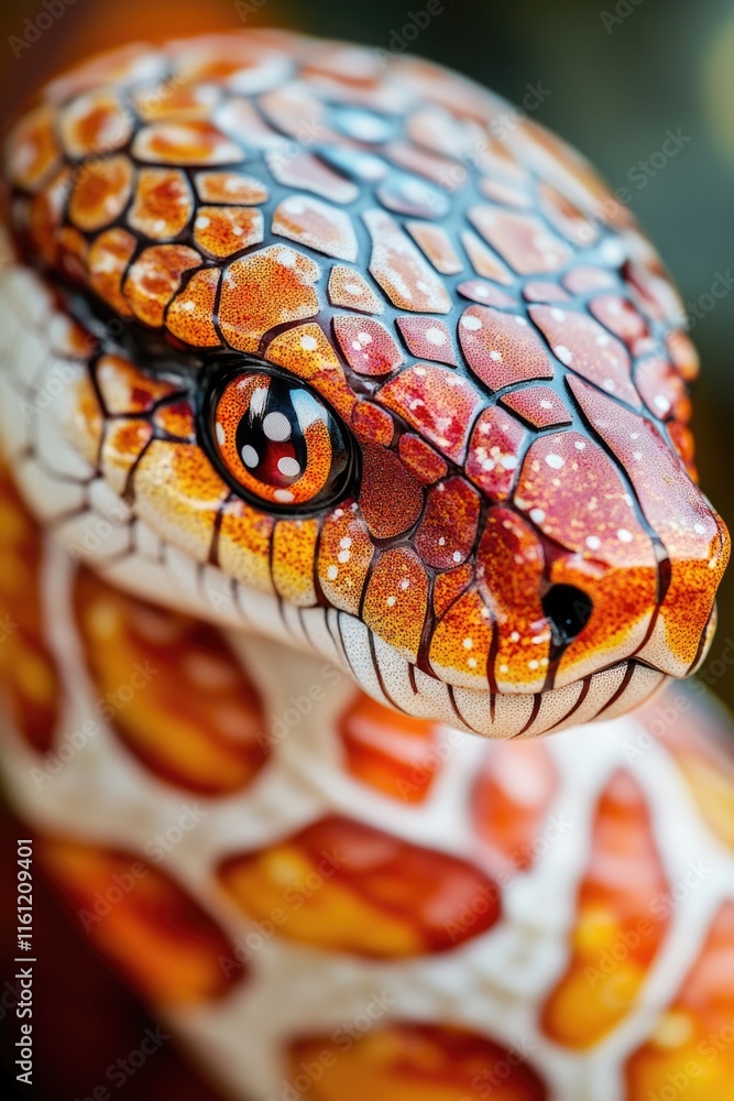 Poster A detailed view of a colorful serpent's face, highlighting its unique features and patterns