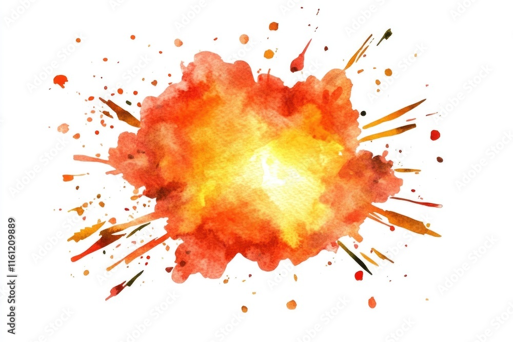 Poster a vibrant orange splash of paint exploding onto a white background