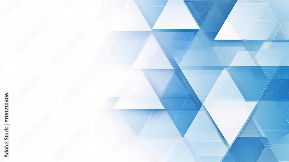 Poster abstract blue and white triangle pattern: geometric design featuring a blend of light blue and white