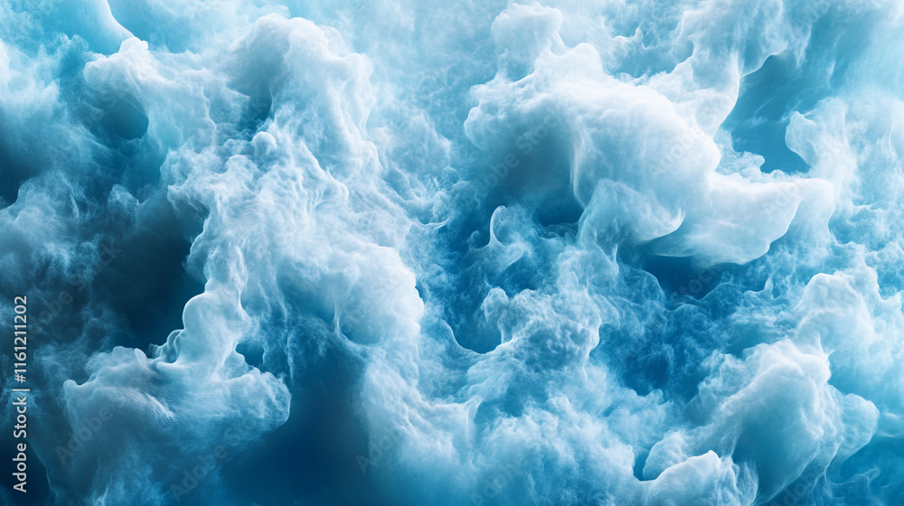 Poster swirling clouds create mesmerizing patterns in a blue sky during daylight hours
