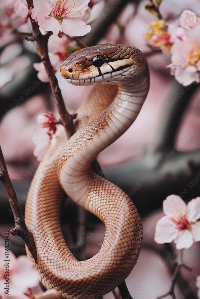 Poster a snake resting on a tree branch