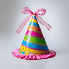 Birthday Party Hat Isolated on White Background Generative AI