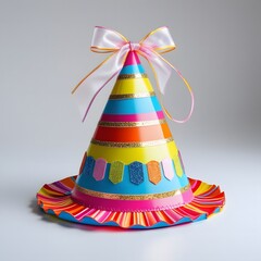 Birthday Party Hat Isolated on White Background Generative AI