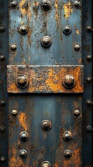 Fototapeta premium Rusty Metal Texture with Rivets - Industrial Background