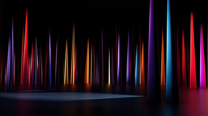 A futuristic cityscape illuminated by vibrant band lights symbolizing the digital transformation and 5G connectivity of smart cities.