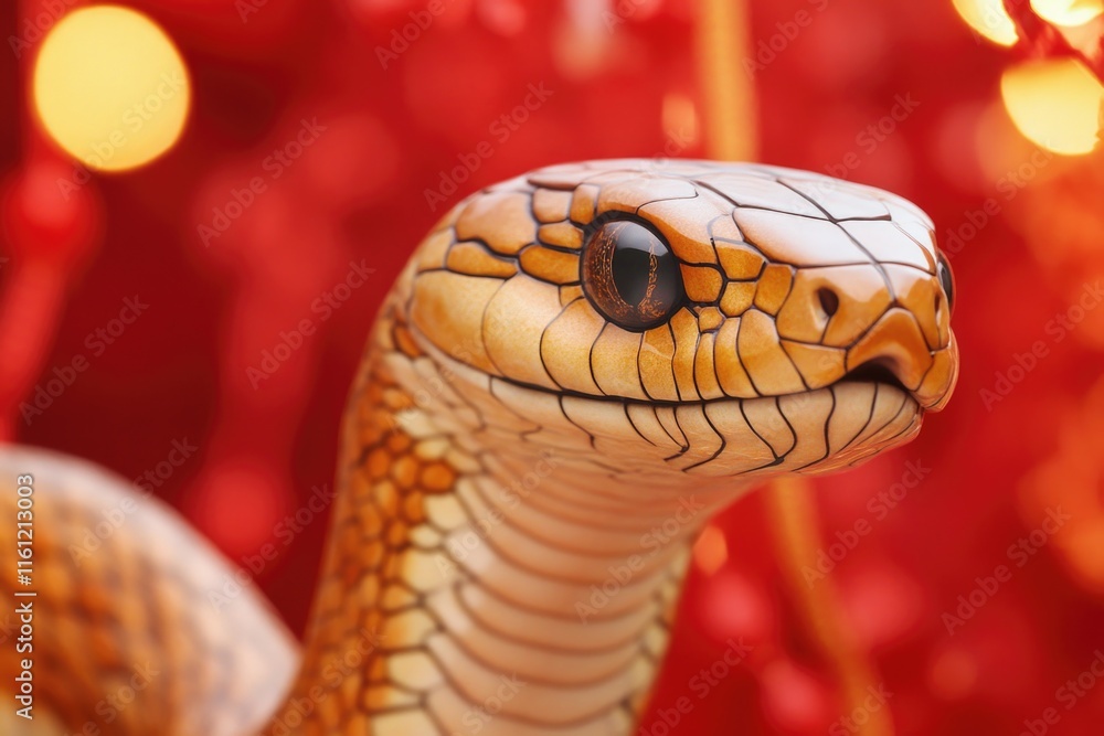 Poster A detailed view of a snake statue with intricate details and textures