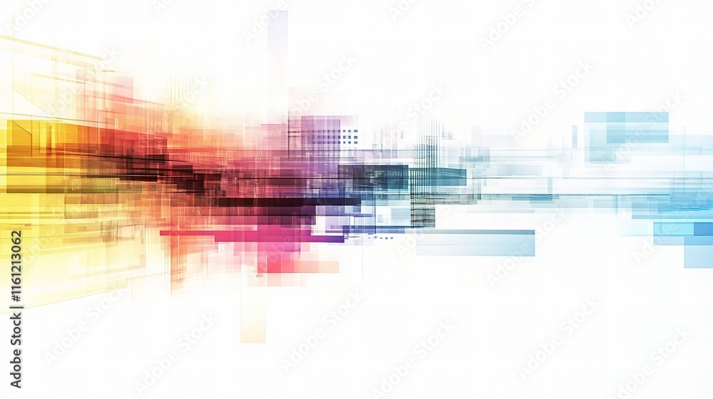 Poster abstract digital burst: a vibrant explosion of color and geometric shapes evokes a sense of dynamic 