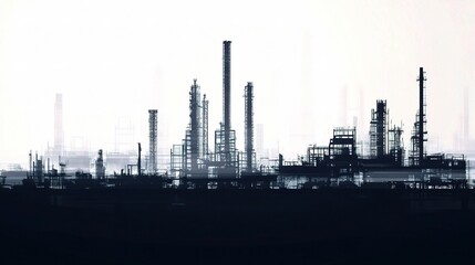 Obraz premium Abstract Industrial Skyline with Panoramic Construction Elements