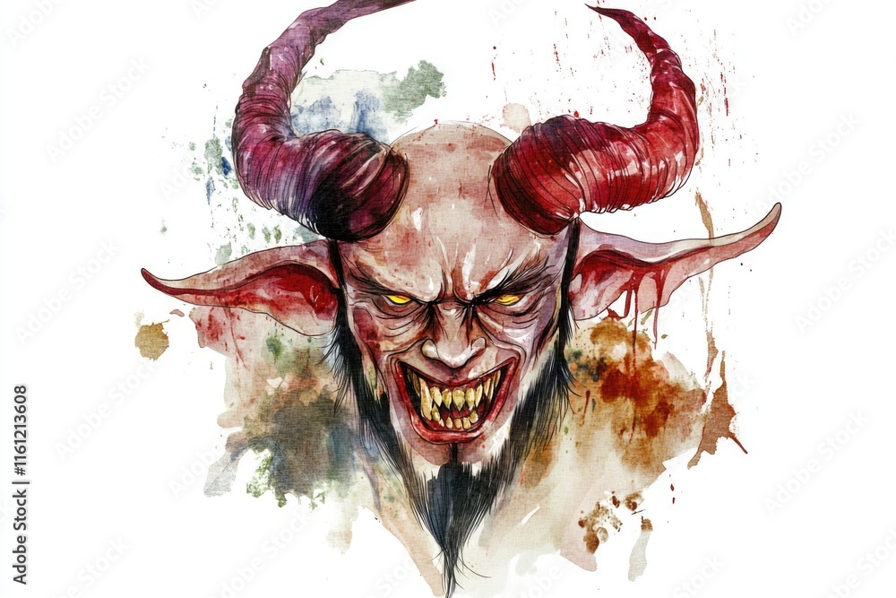 Poster a demonic creature with horns and a bright red face, ready for a fiery encounter