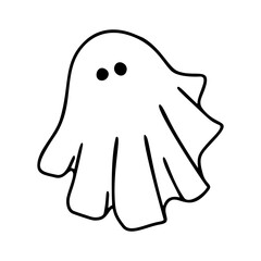 Charming yet eerie black ghost silhouette in vector form, perfect for seasonal greeting cards or posters